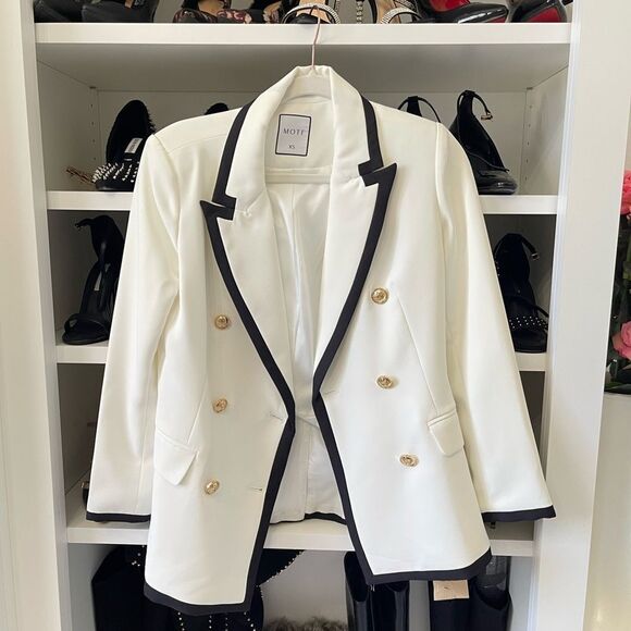 NEW CONTRAST BINDING DOUBLE BREASTED BLAZER - Picture 12 of 12